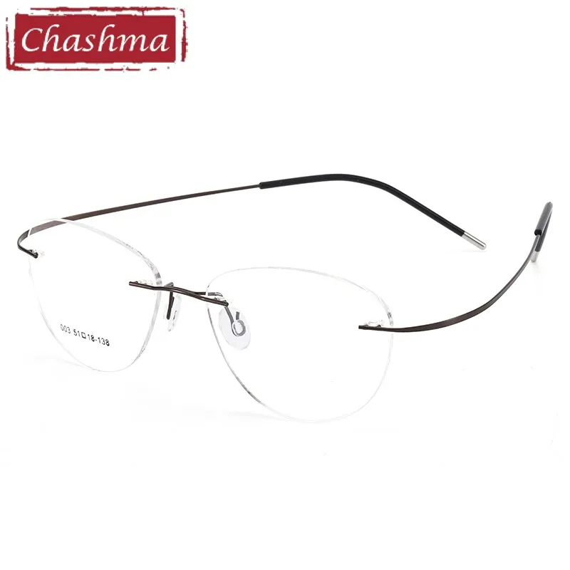 Chashma Ottica Unisex Rimless Triangle Oval Titanium Eyeglasses 003