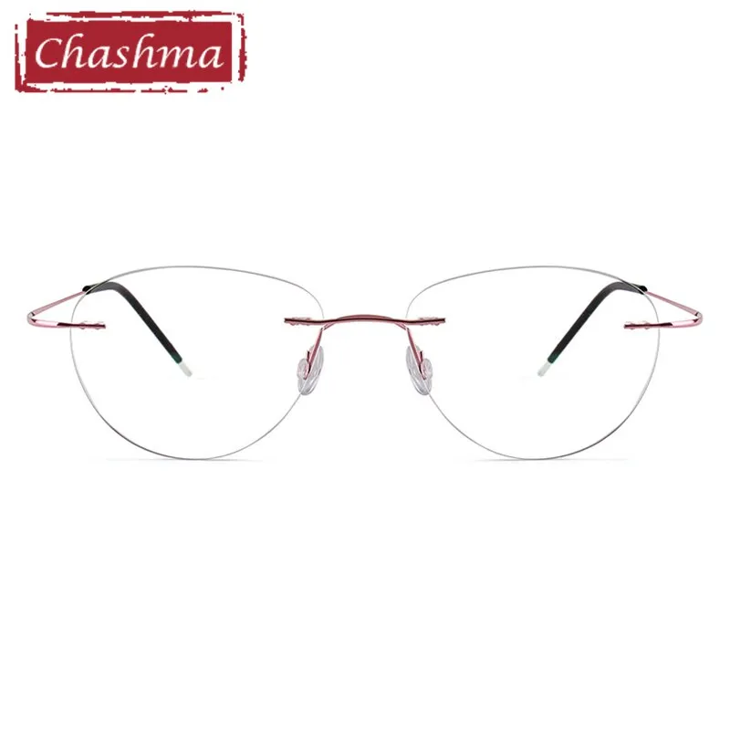 Chashma Ottica Unisex Rimless Triangle Oval Titanium Eyeglasses 003