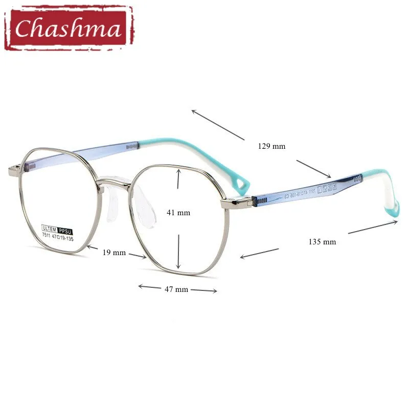 Chashma Unisex Children's Full Rim Octagon Stainless Steel Eyeglasses 7511