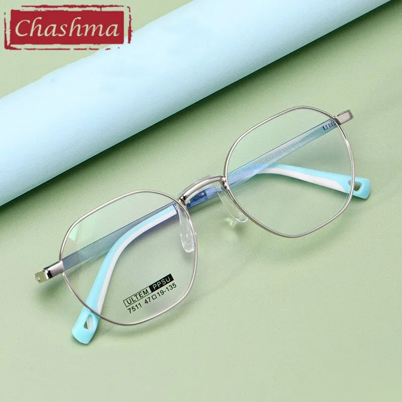 Chashma Unisex Children's Full Rim Octagon Stainless Steel Eyeglasses 7511