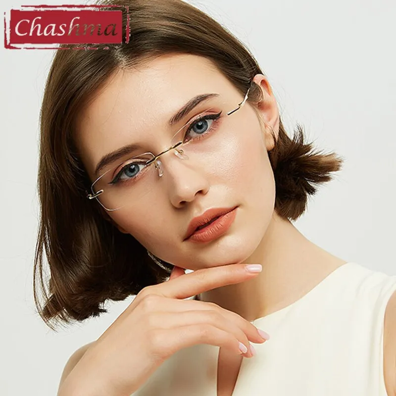 Chashma Unisex Rimless Rectangular Titanium Eyeglasses 632