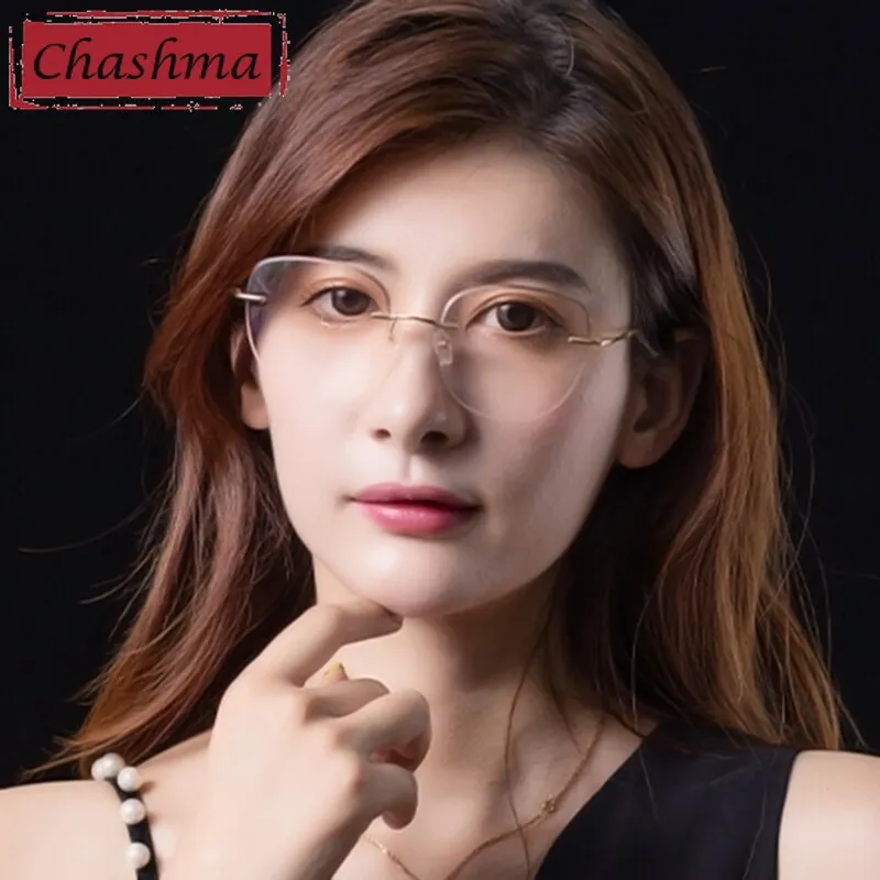 Chashma Unisex Rimless Square Titanium Eyeglasses 632m19