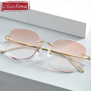 Chashma Unisex Rimless Square Titanium Eyeglasses 632m19