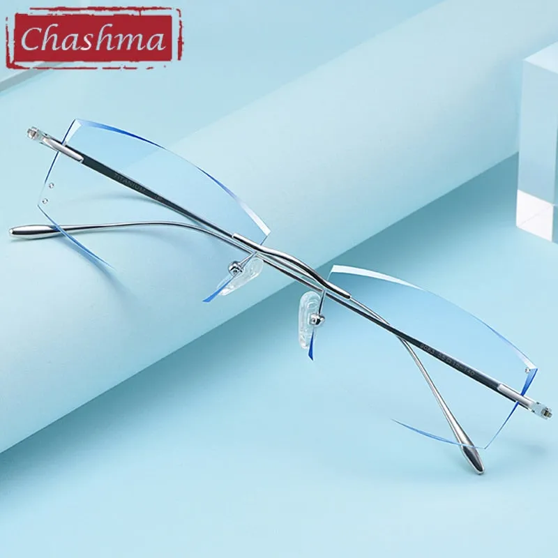 Chashma Unisex Rimless Square Titanium Eyeglasses 9083