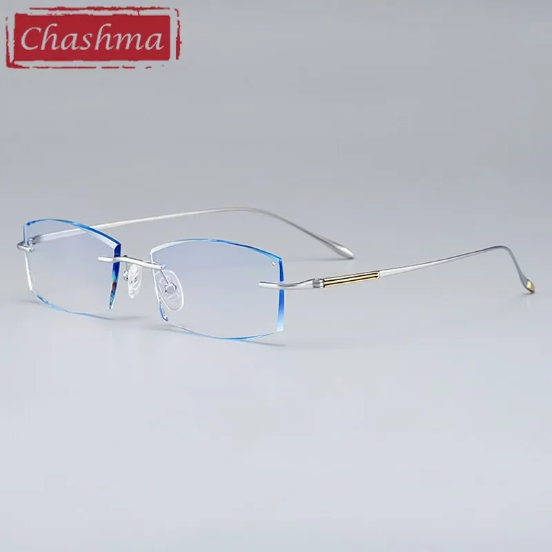 Chashma Unisex Rimless Square Titanium Eyeglasses 9083