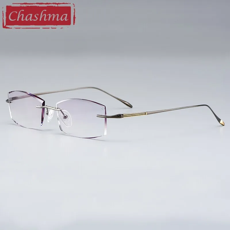 Chashma Unisex Rimless Square Titanium Eyeglasses 9083