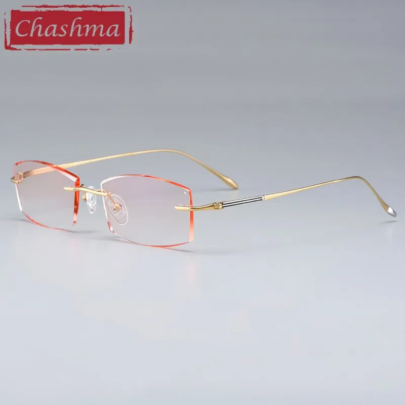 Chashma Unisex Rimless Square Titanium Eyeglasses 9083