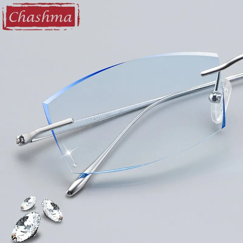 Chashma Unisex Rimless Square Titanium Eyeglasses 9083