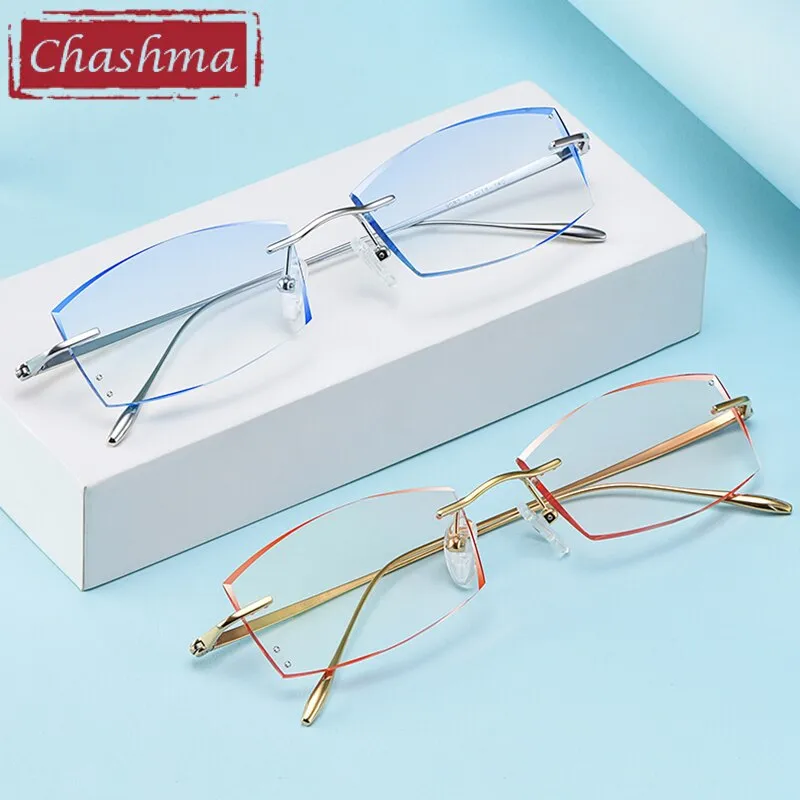 Chashma Unisex Rimless Square Titanium Eyeglasses 9083