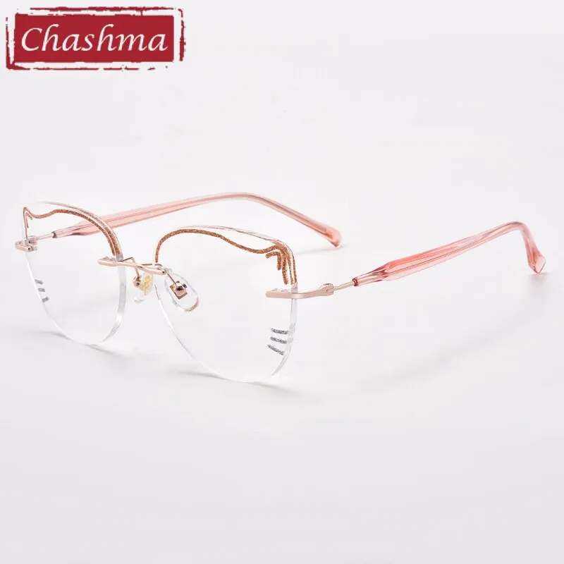 Chashma Women's Rimless Cat Eye Titanium Eyeglasses 88582