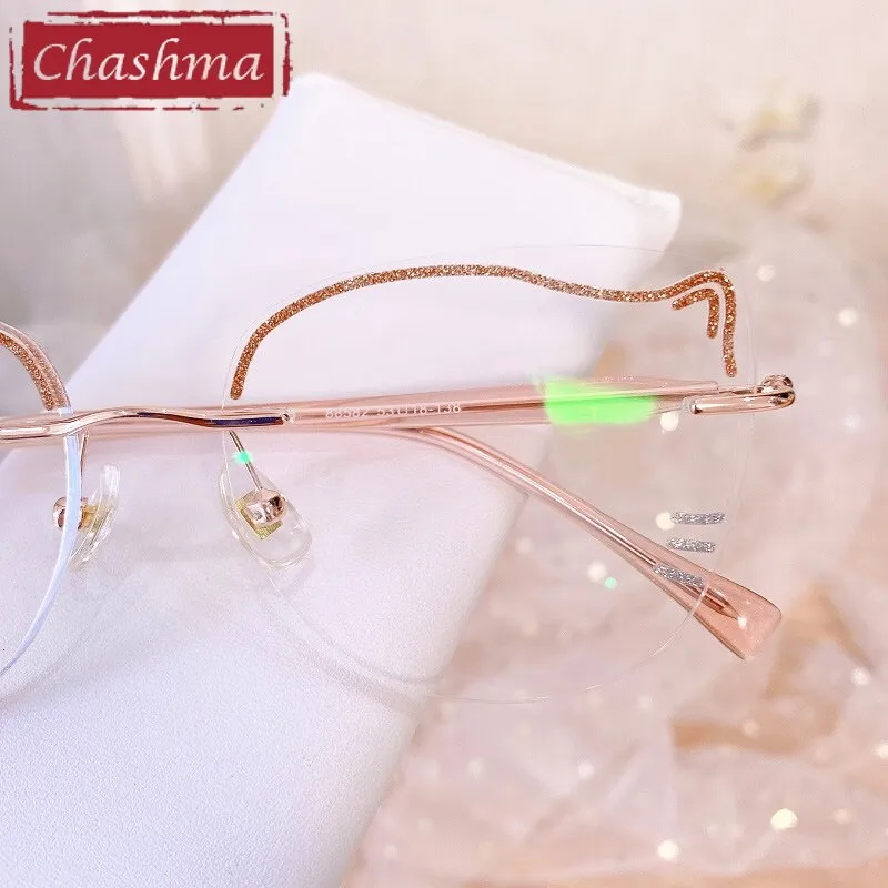 Chashma Women's Rimless Cat Eye Titanium Eyeglasses 88582