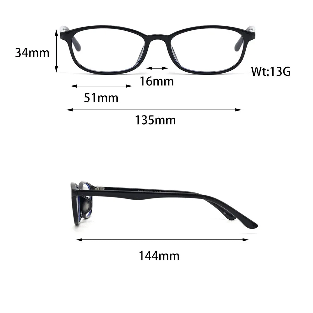 Cubojue Unisex Full Rim Rectangle Tr 90 Titanium Presbyopic Reading Glasses 9152