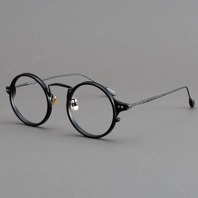 Cubojue Unisex Full Rim Round Acetate Alloy Hyperopic Reading Glasses 6810