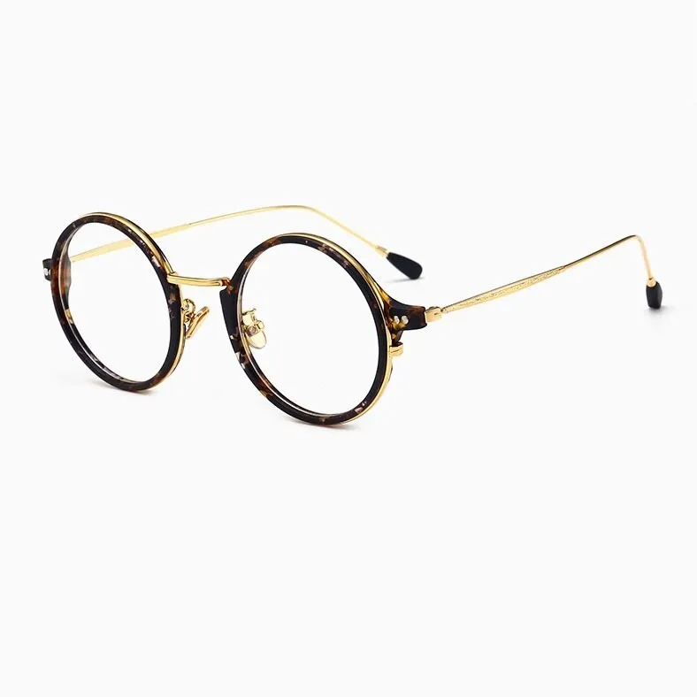 Cubojue Unisex Full Rim Round Acetate Alloy Hyperopic Reading Glasses 6810