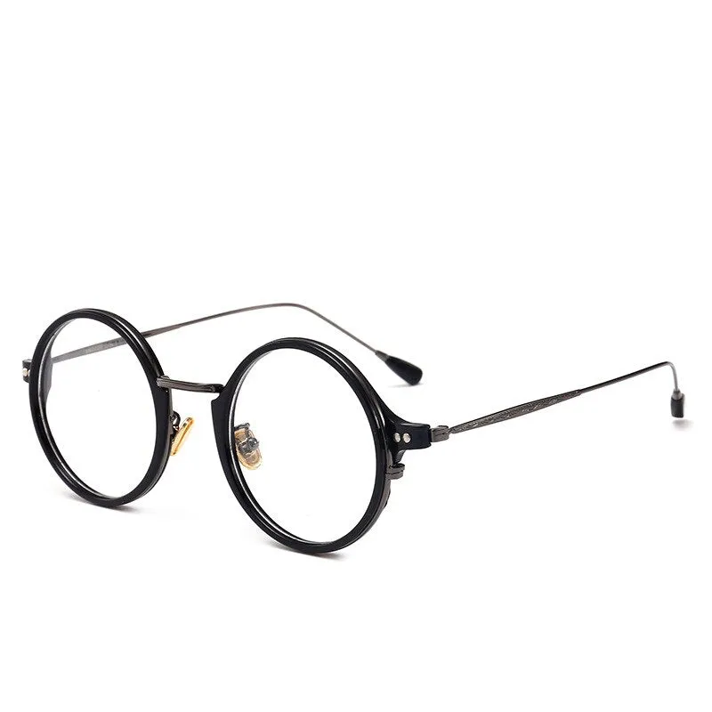 Cubojue Unisex Full Rim Round Acetate Alloy Hyperopic Reading Glasses 6810