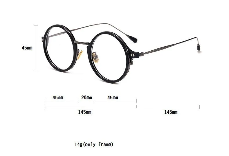 Cubojue Unisex Full Rim Round Acetate Alloy Hyperopic Reading Glasses 6810