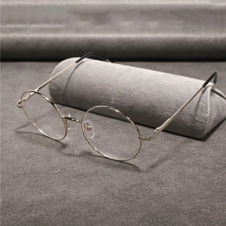 Cubojue Unisex Full Rim Round Alloy 43mm Reading Glasses