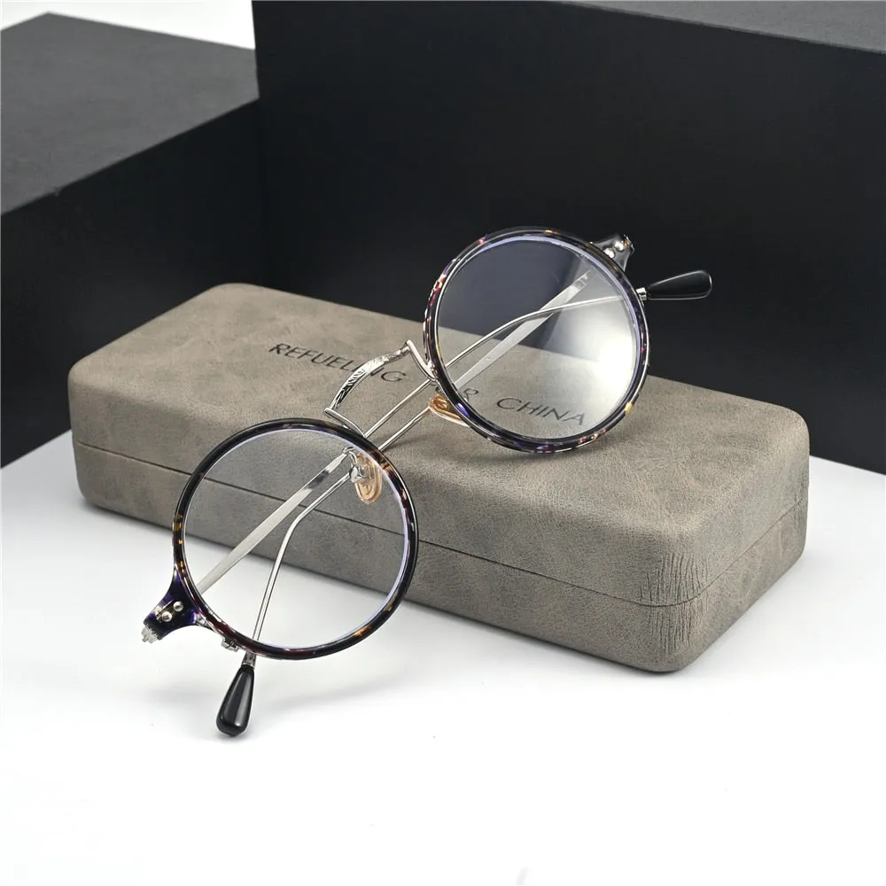 Cubojue Unisex Full Rim Small Round Alloy Myopic Reading Glasses 89001m