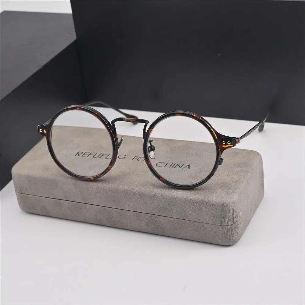 Cubojue Unisex Full Rim Small Round Alloy Myopic Reading Glasses 89001m