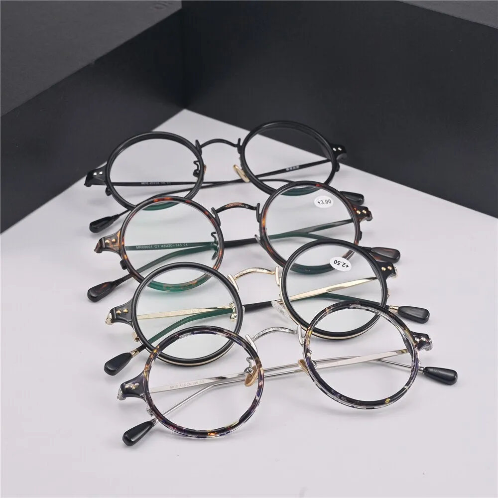 Cubojue Unisex Full Rim Small Round Alloy Myopic Reading Glasses 89001m