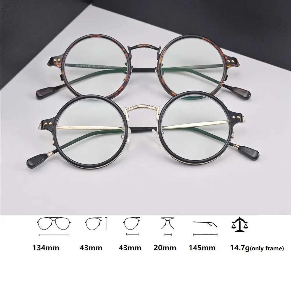 Cubojue Unisex Full Rim Small Round Alloy Myopic Reading Glasses 89001m