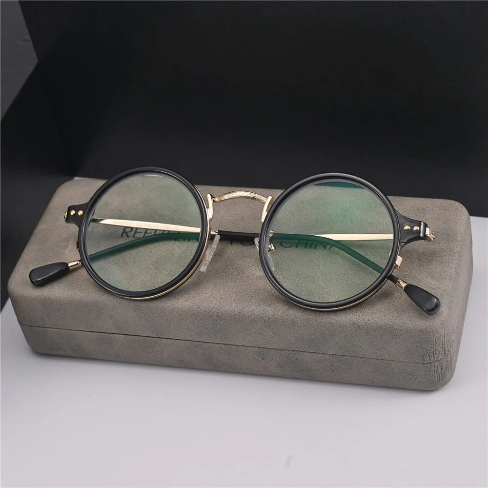 Cubojue Unisex Full Rim Small Round Alloy Myopic Reading Glasses 89001m