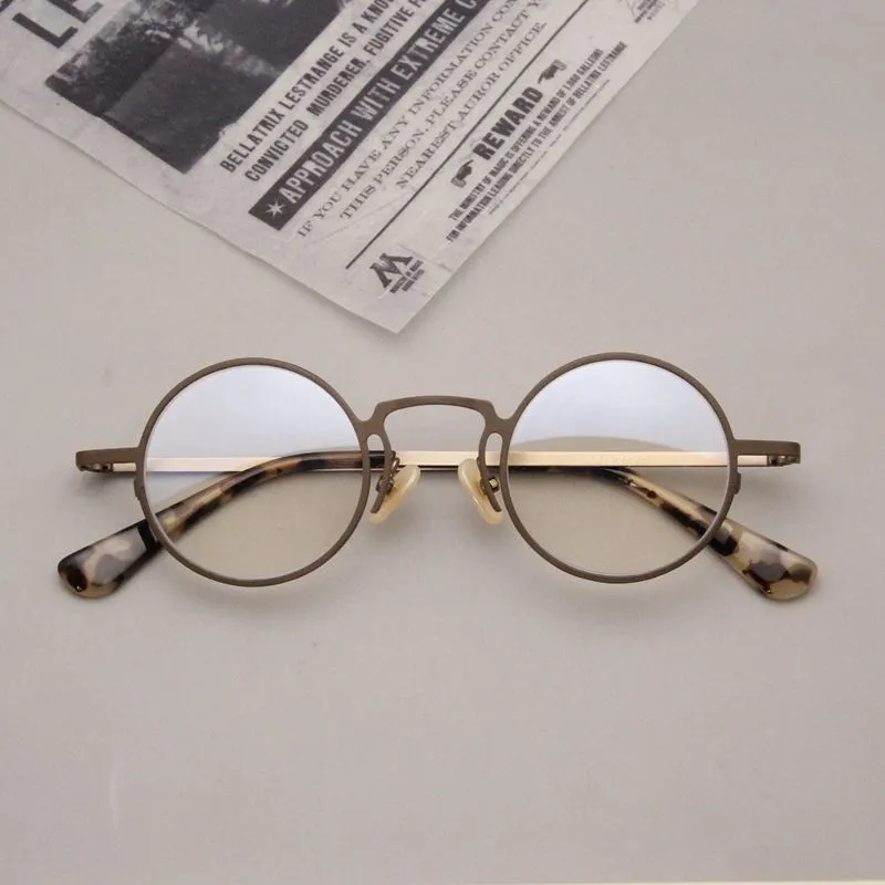 Cubojue Unisex Full Rim Small Round Alloy Myopic Reading Glasses Vo20