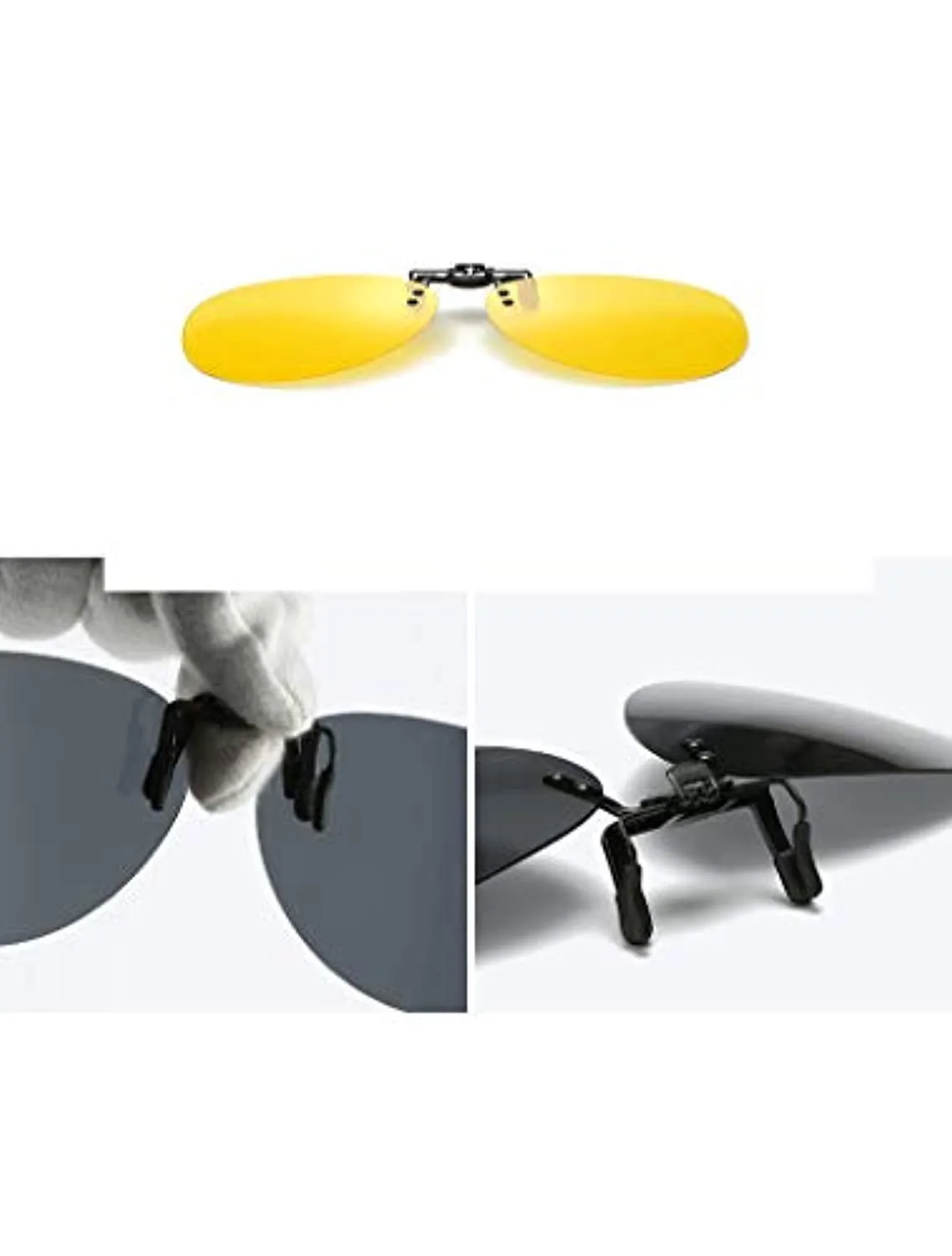 Electomania Night Vision Polarized Plastic Yellow Clip-on Flip-up Driving Sunglass (13x5x0.2 cm)