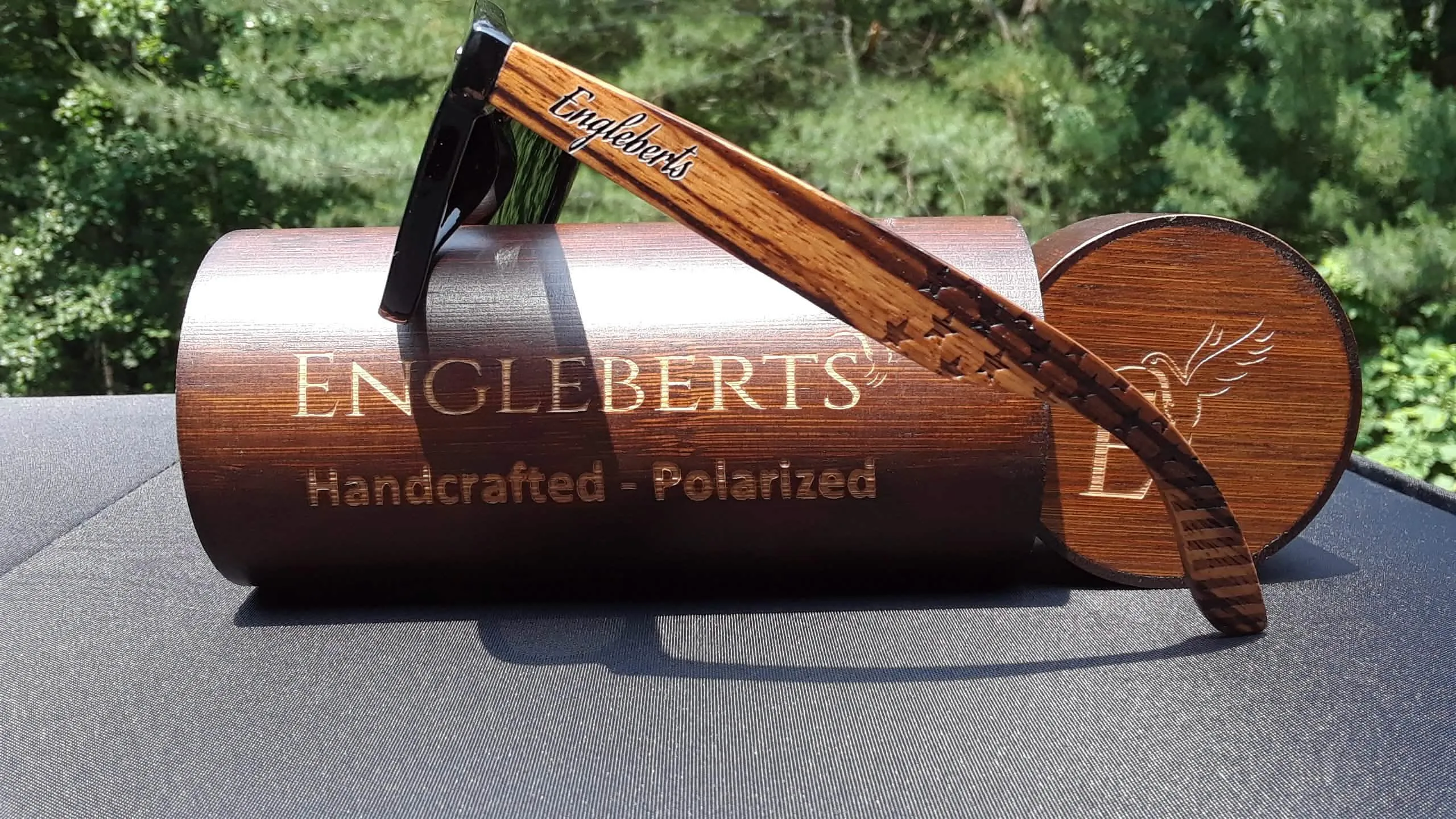 Engleberts Premium Zebrawood Polarized Sunglasses with Artisan Bamboo Case