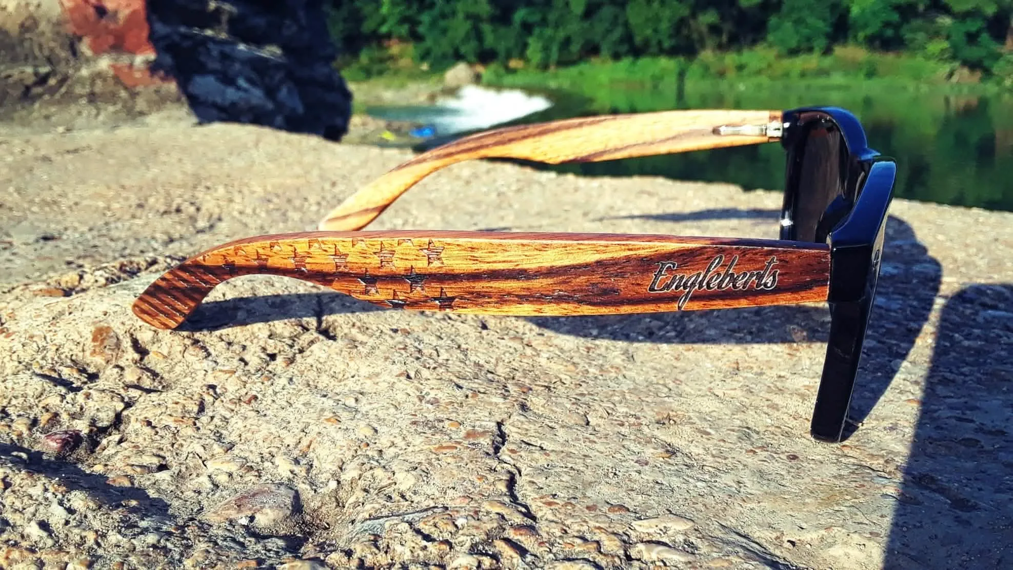 Engleberts Premium Zebrawood Polarized Sunglasses with Artisan Bamboo Case