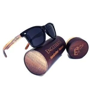 Engleberts Premium Zebrawood Polarized Sunglasses with Artisan Bamboo Case