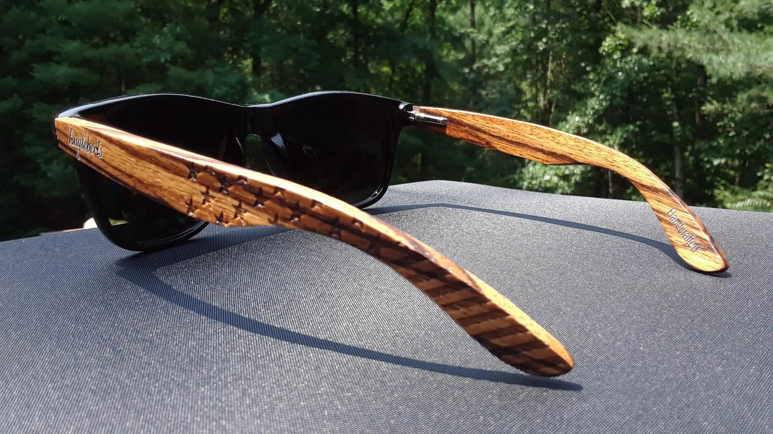 Engleberts Premium Zebrawood Polarized Sunglasses with Artisan Bamboo Case