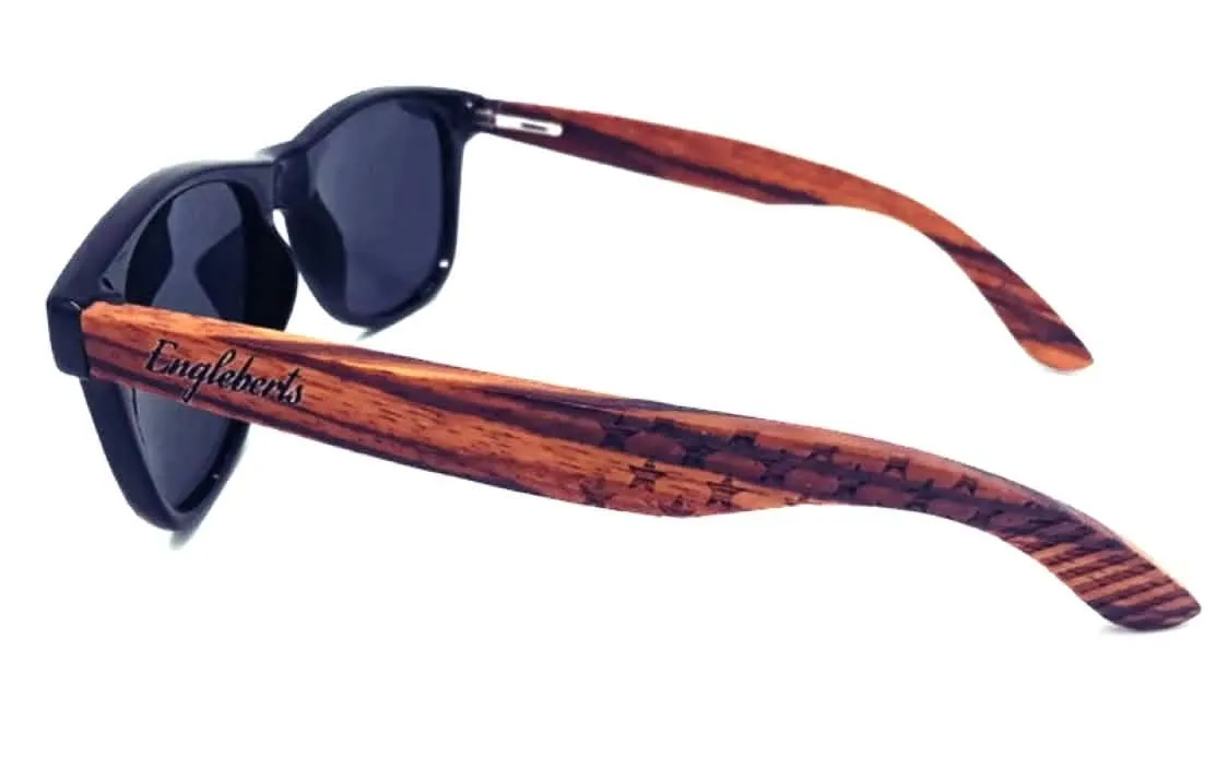 Engleberts Premium Zebrawood Polarized Sunglasses with Artisan Bamboo Case