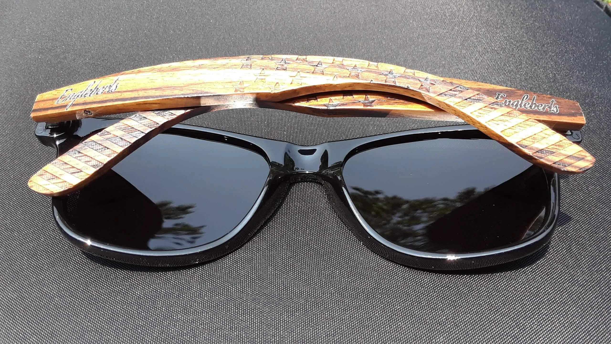 Engleberts Premium Zebrawood Polarized Sunglasses with Artisan Bamboo Case