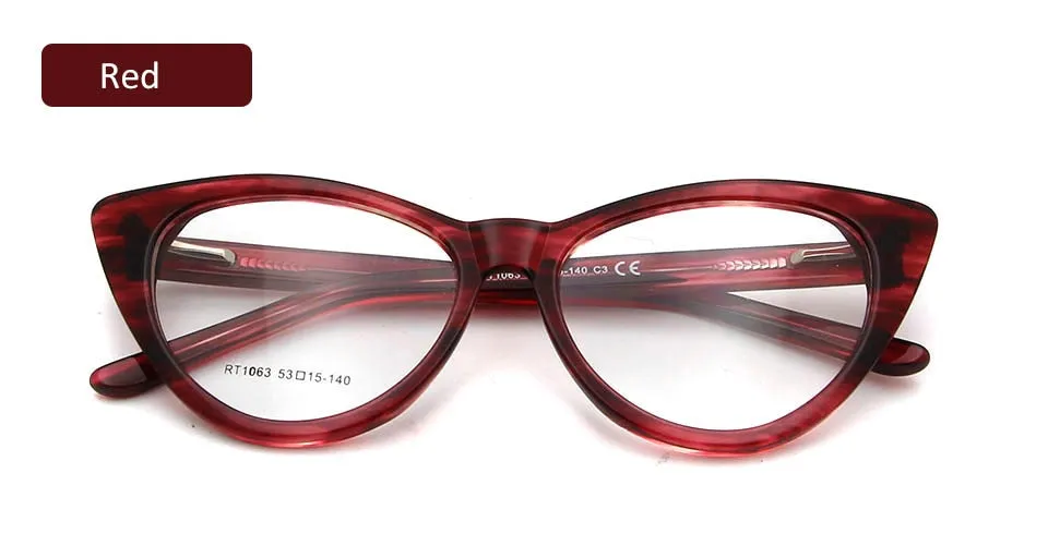 Esnbie Women's Eyeglasses Acetate Cat Eye Spectacles Frame Rt1063