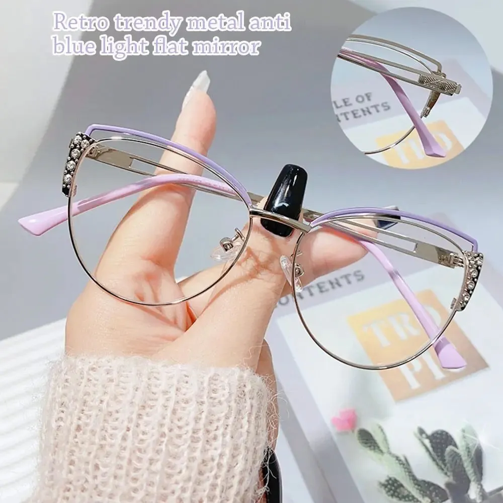 Fashion High Quality Metal Blue Light Blocking Fashion Women Computer Eyeglasses Optical Spectacle Eye Protection Glass Eyewear