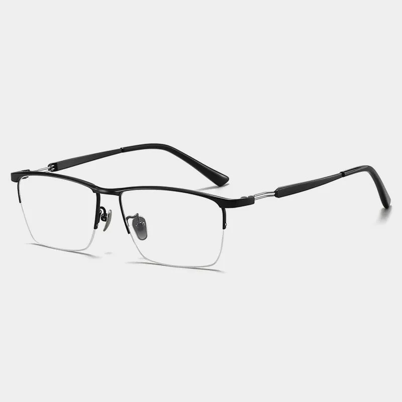 Gatenac Men's Semi Rim Square Titanium Eyeglasses Gxyj1057