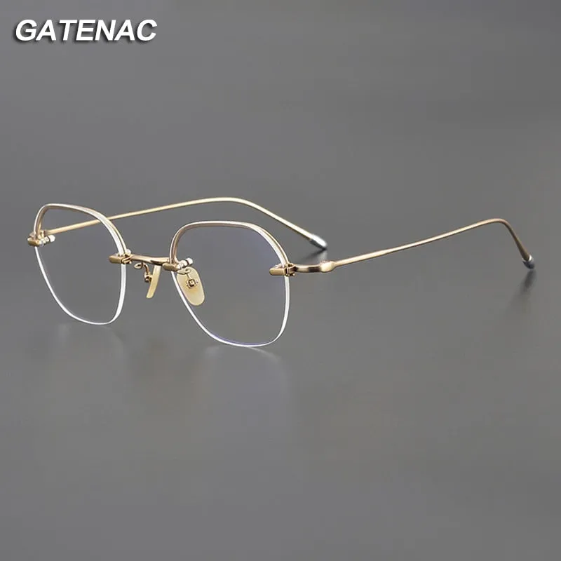 Gatenac Unisex Full Rim Irregular Square Titanium Eyeglasses Gxyj1039