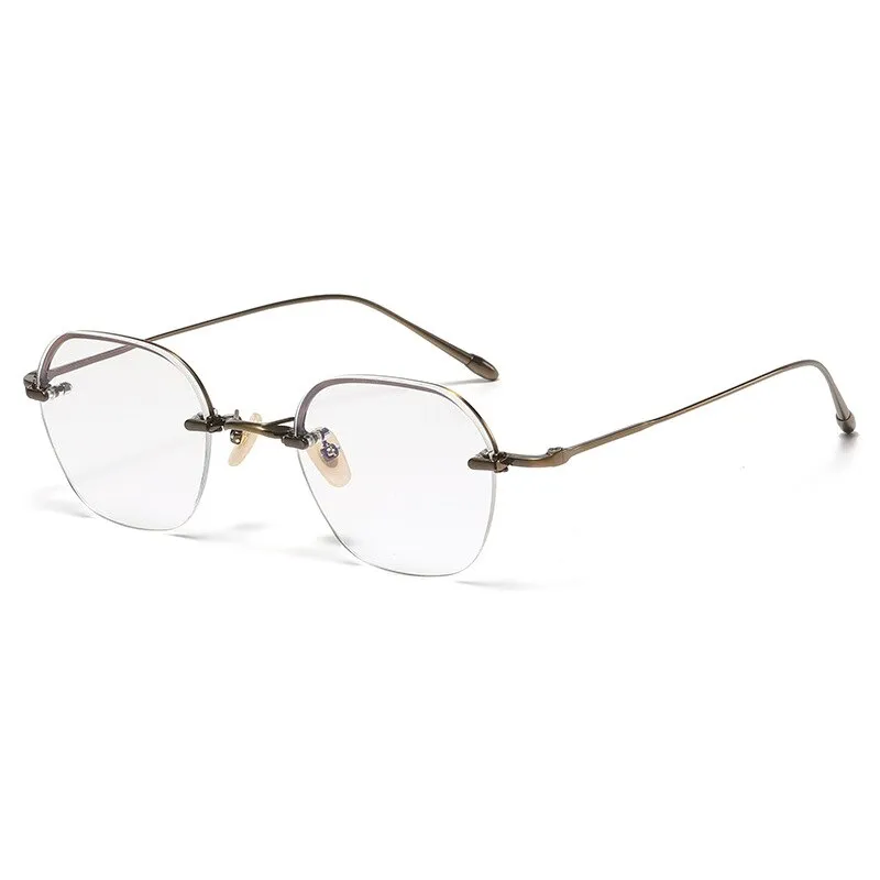 Gatenac Unisex Full Rim Irregular Square Titanium Eyeglasses Gxyj1039