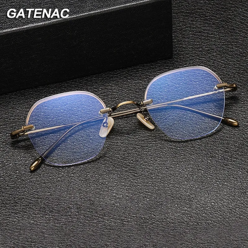 Gatenac Unisex Full Rim Irregular Square Titanium Eyeglasses Gxyj1039