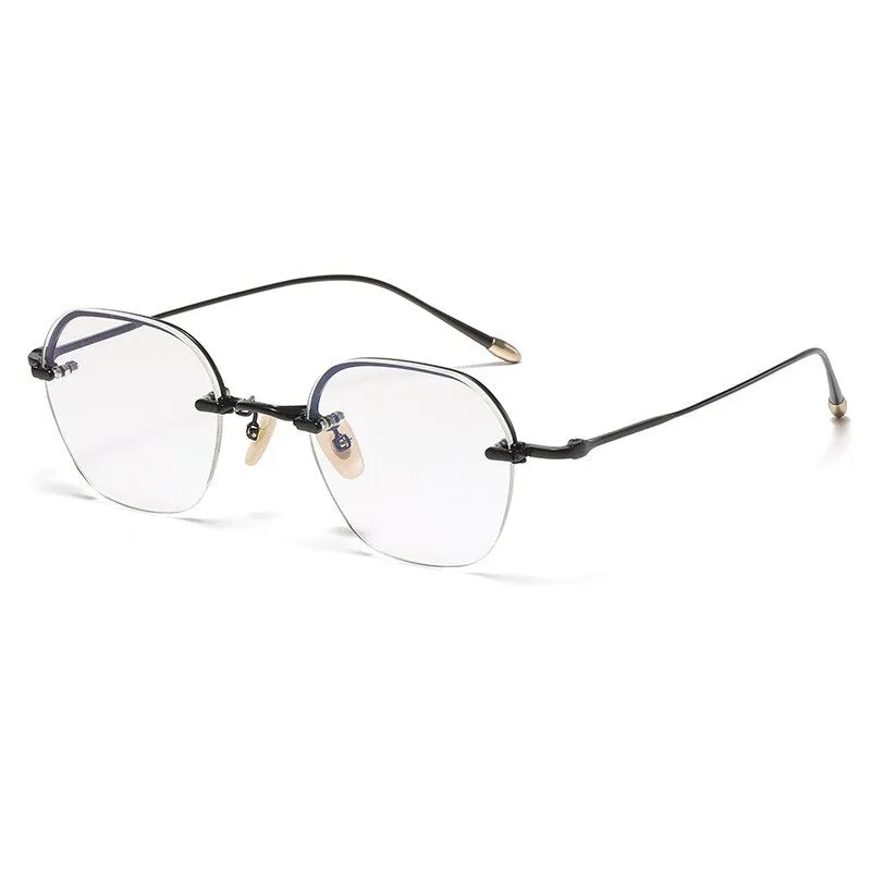 Gatenac Unisex Full Rim Irregular Square Titanium Eyeglasses Gxyj1039