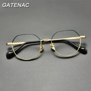 Gatenac Unisex Full Rim Oval Round Titanium Eyeglasses Gxyj837