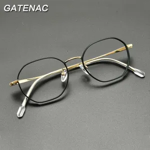 Gatenac Unisex Full Rim Polygon Round Titanium Eyeglasses Gxyj915