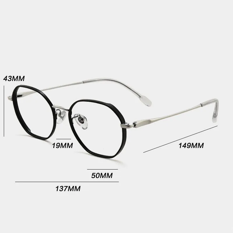 Gatenac Unisex Full Rim Polygon Round Titanium Eyeglasses Gxyj915