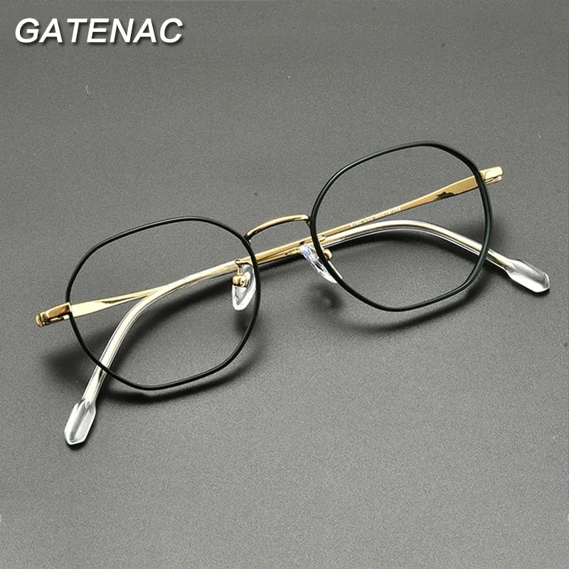 Gatenac Unisex Full Rim Polygon Round Titanium Eyeglasses Gxyj915