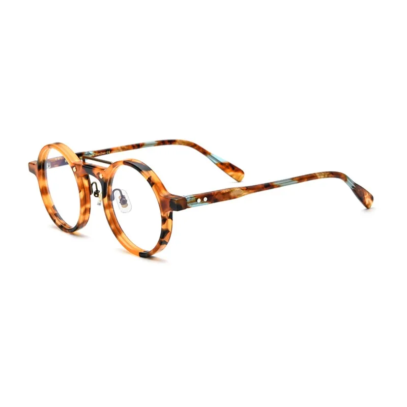 Gatenac Unisex Full Rim Round Acetate Double Bridge Frame Eyeglasses Gxyj808