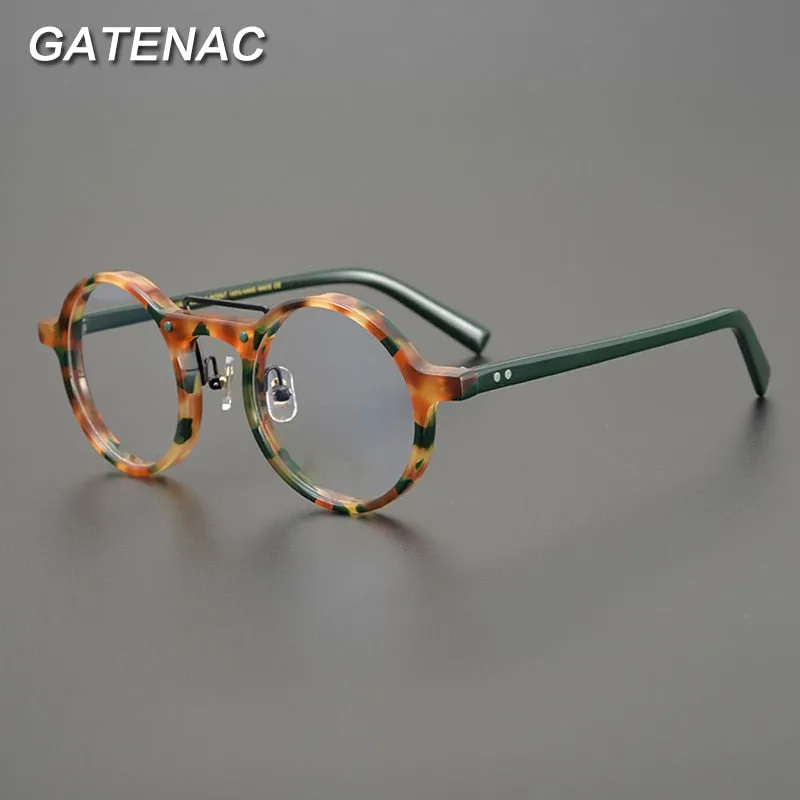 Gatenac Unisex Full Rim Round Acetate Double Bridge Frame Eyeglasses Gxyj808