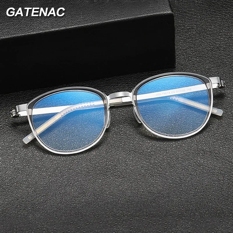 Gatenac Unisex Full Rim Round Acetate Eyeglasses Gxyj-1184