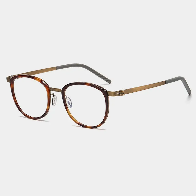 Gatenac Unisex Full Rim Round Acetate Eyeglasses Gxyj-1184