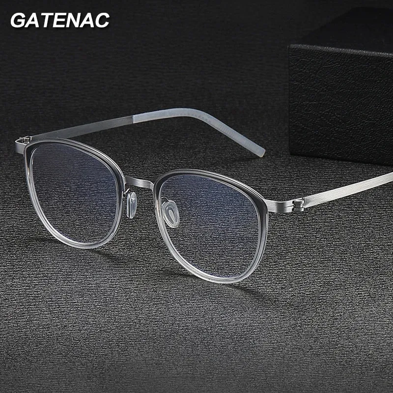 Gatenac Unisex Full Rim Round Acetate Eyeglasses Gxyj-1184